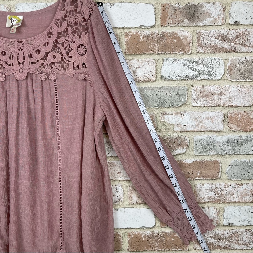 Fig and Flower Long Sleeve Mauve Top Lace Detail Gauze Lined Women’s Siz… - Picture 8 of 10